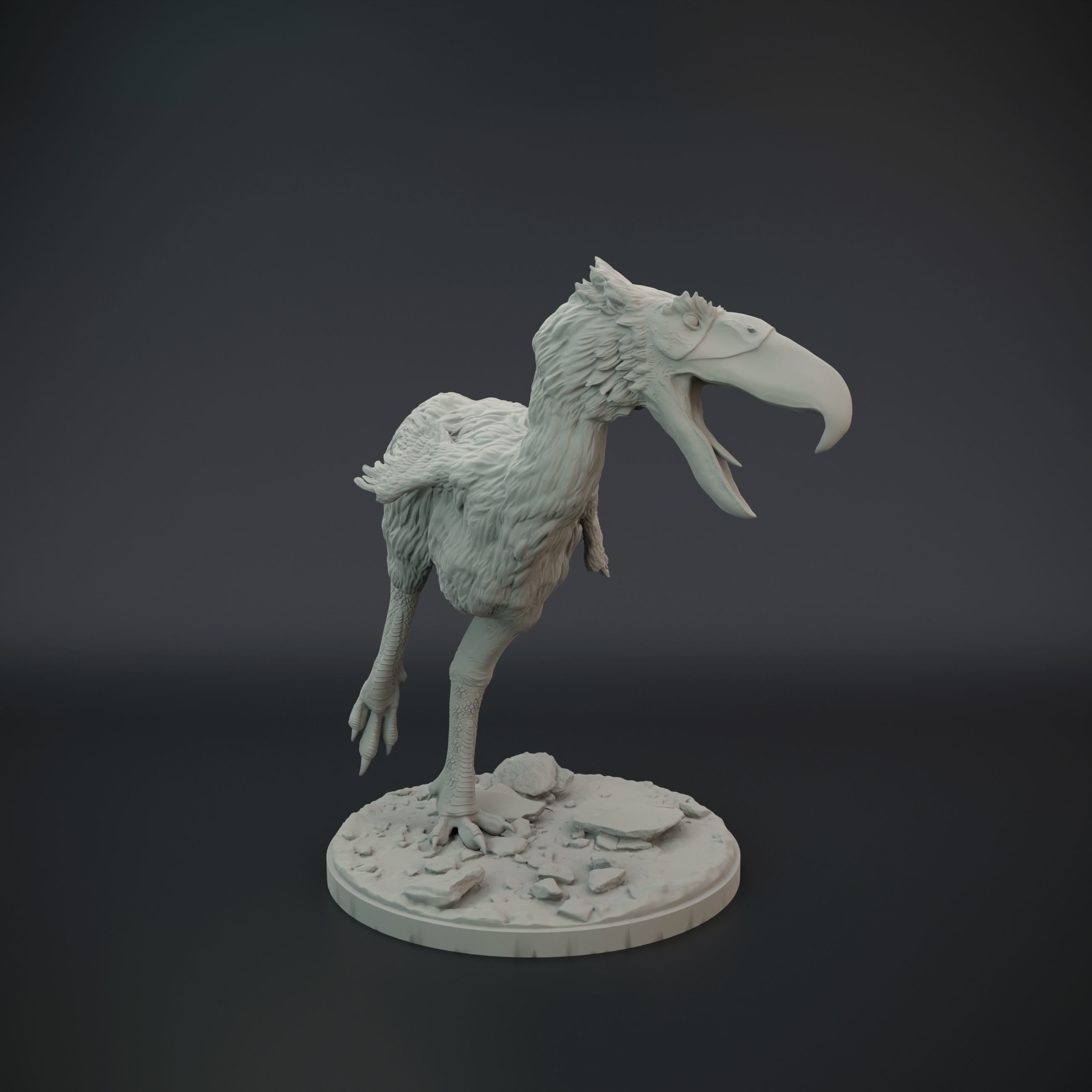 Kelenken wooden sculpture of bird 3D print model_6
