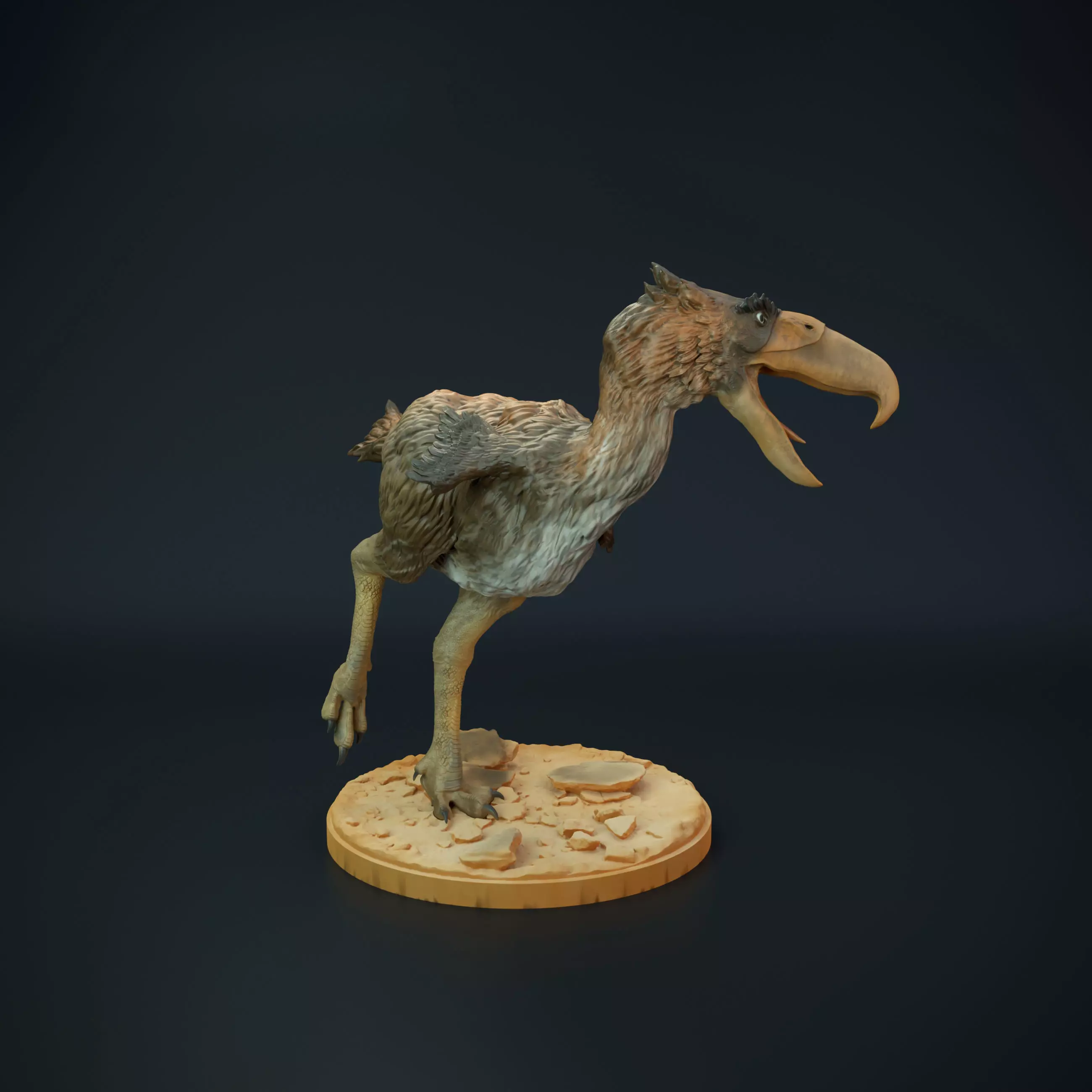 Kelenken wooden sculpture of bird 3D print model_0
