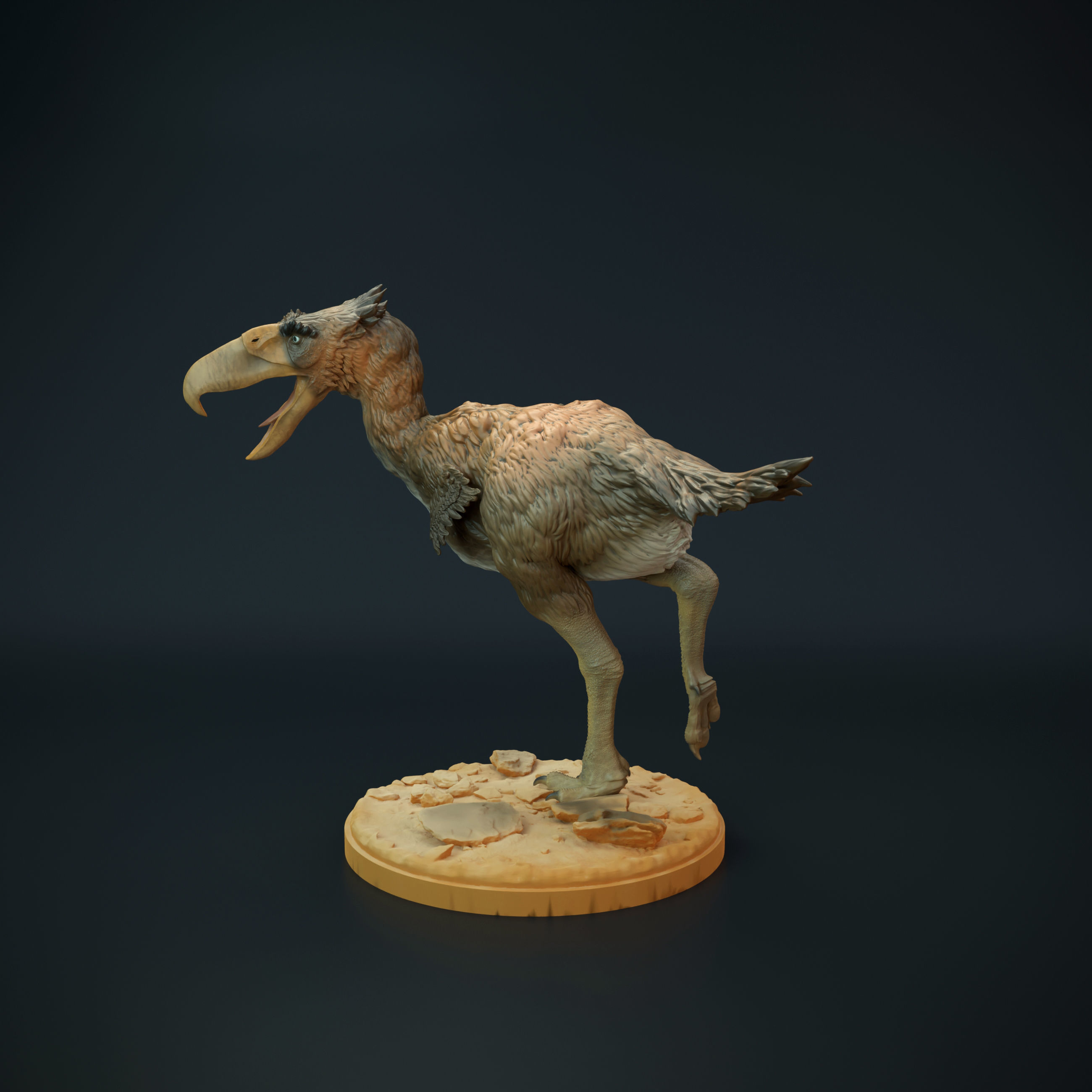 Kelenken wooden sculpture of bird 3D print model_3