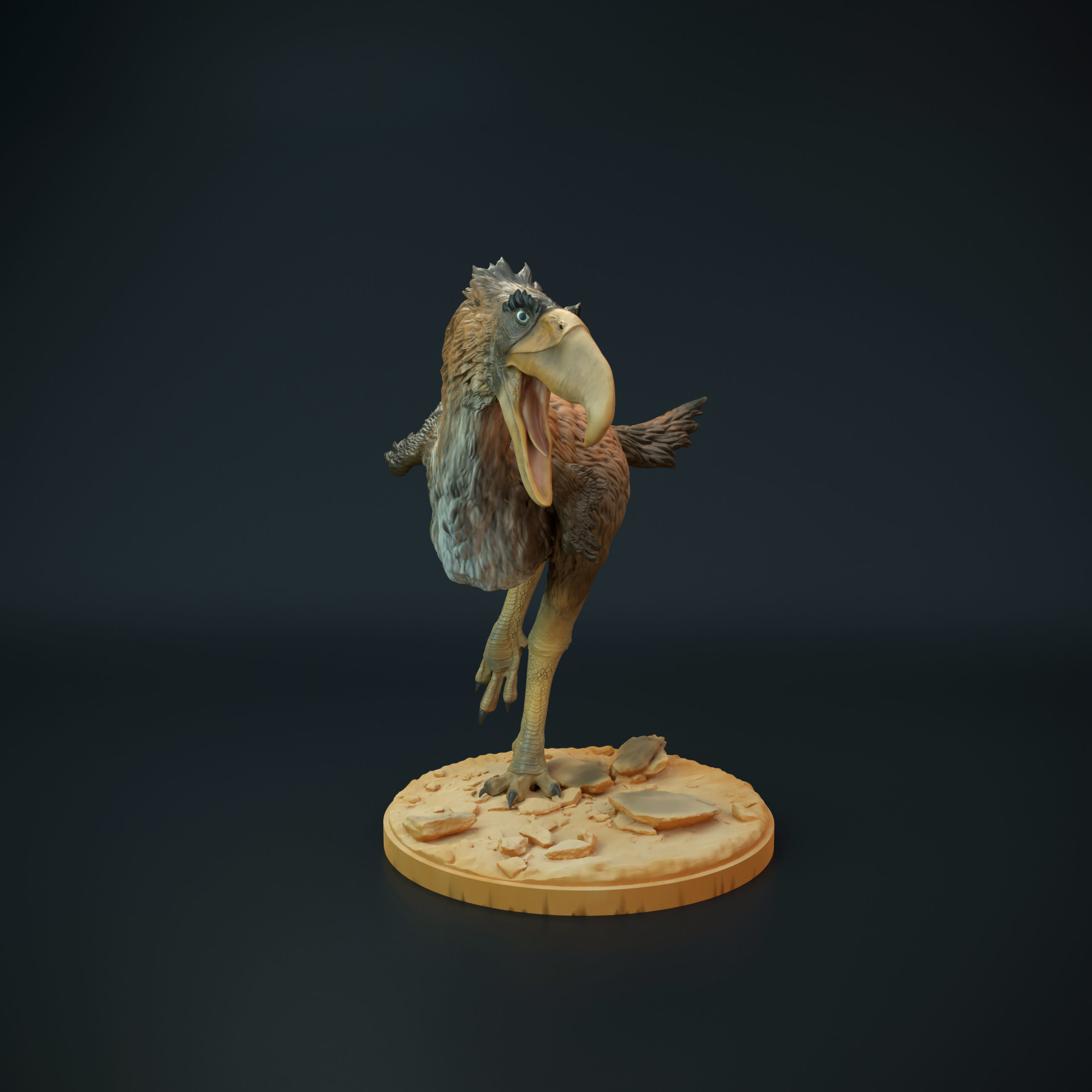 Kelenken wooden sculpture of bird 3D print model_5
