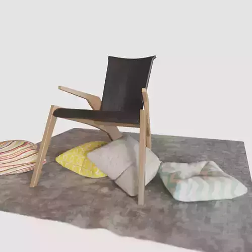 Modern Armchair with rug and pillows