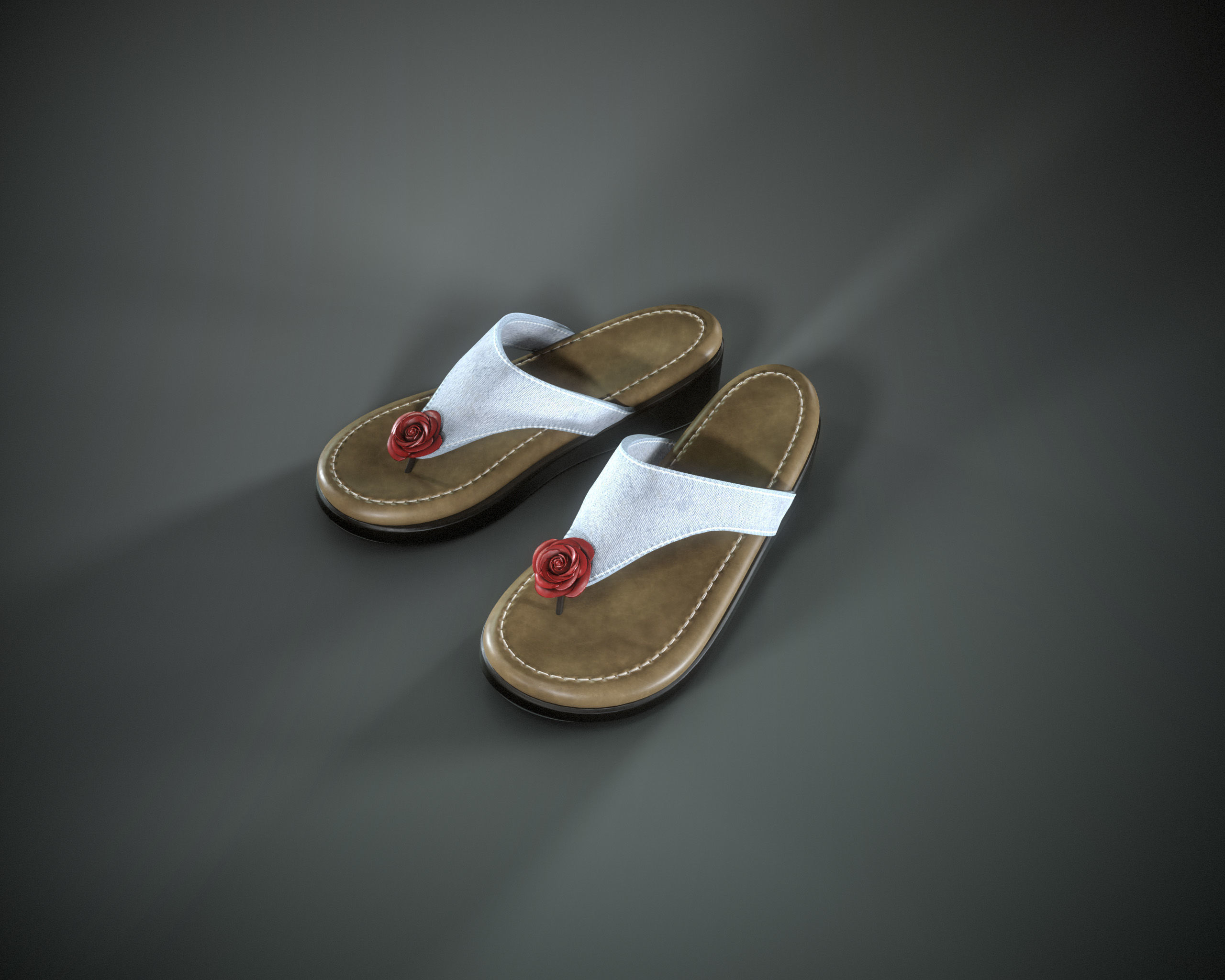 Flip Flops Low-poly 3D model_2