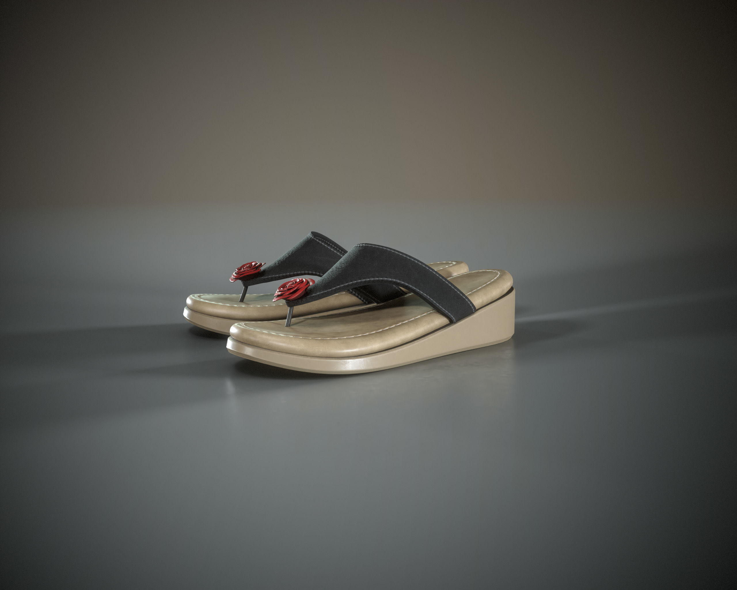 Flip Flops Low-poly 3D model_7