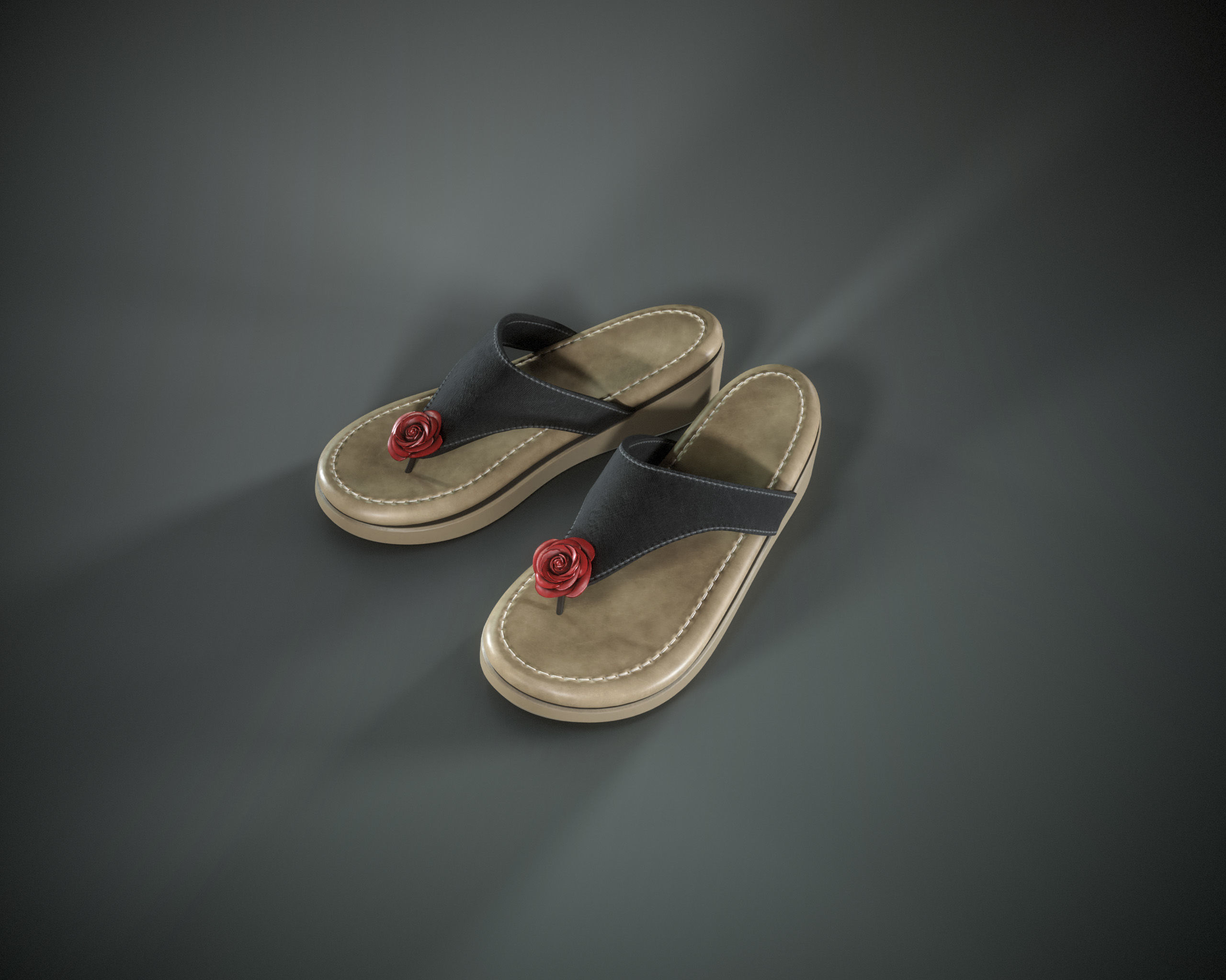 Flip Flops Low-poly 3D model_9