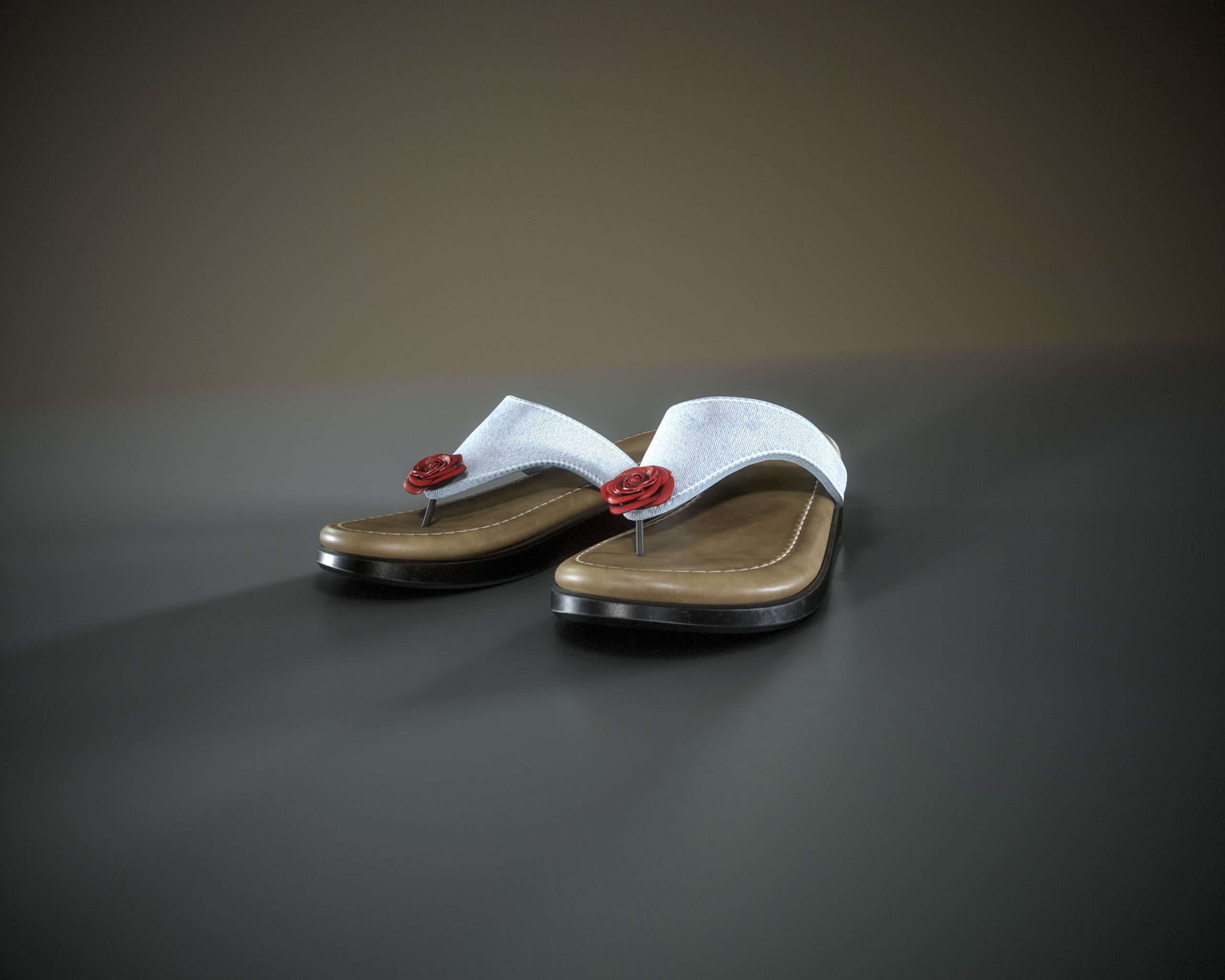 Flip Flops Low-poly 3D model_1