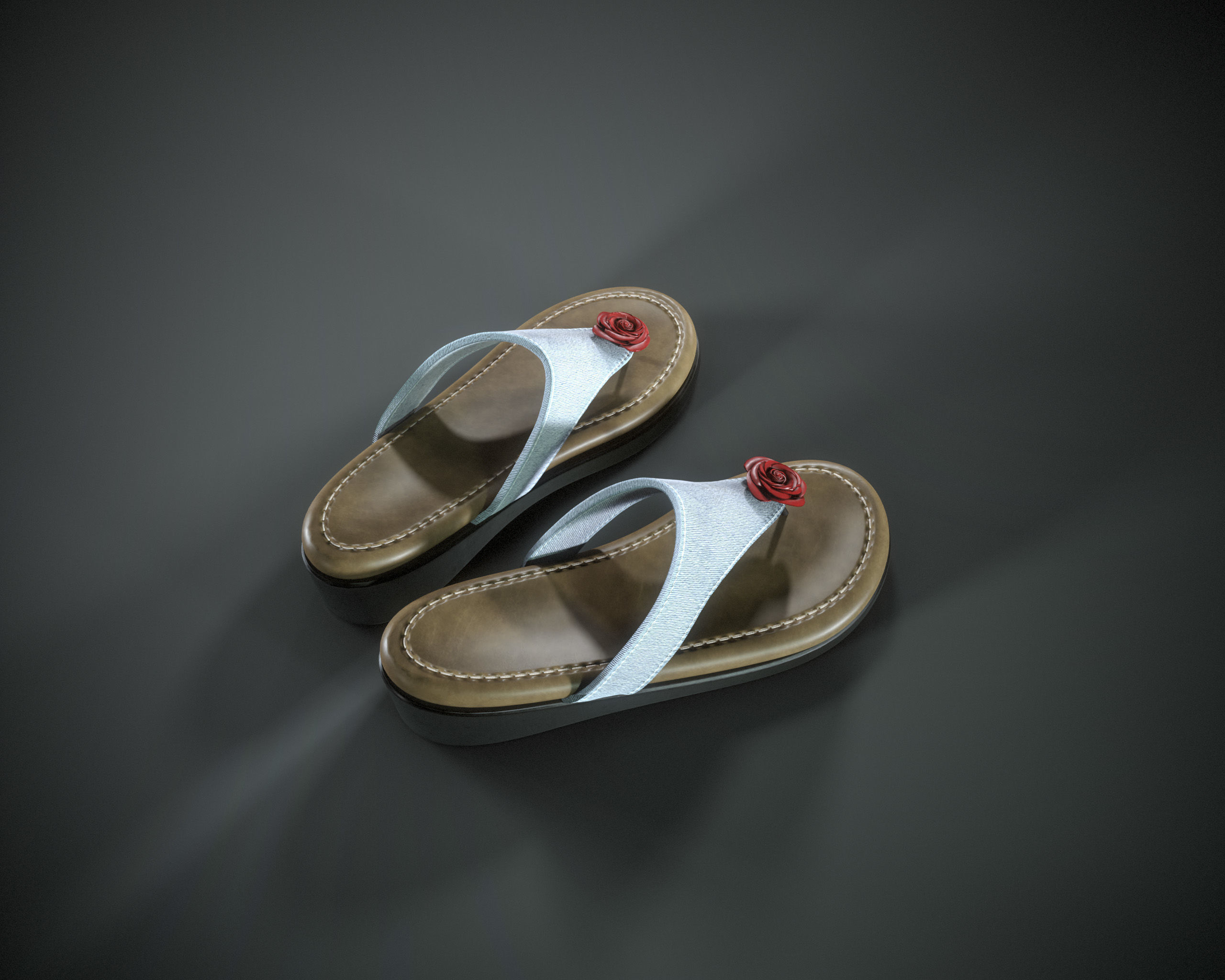 Flip Flops Low-poly 3D model_4