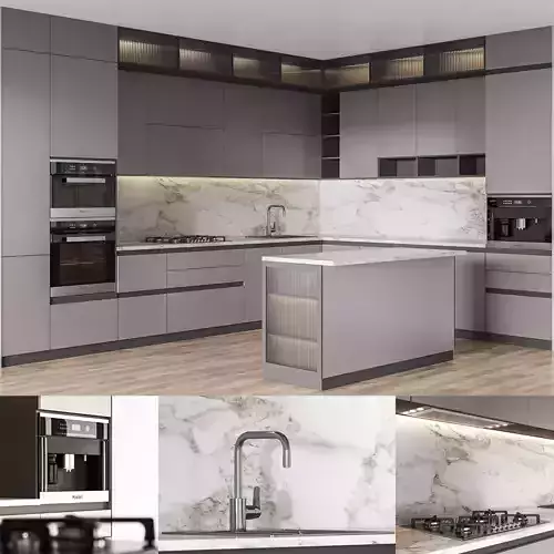 Kitchen011 modern kitchen with cabinets and marble counter tops