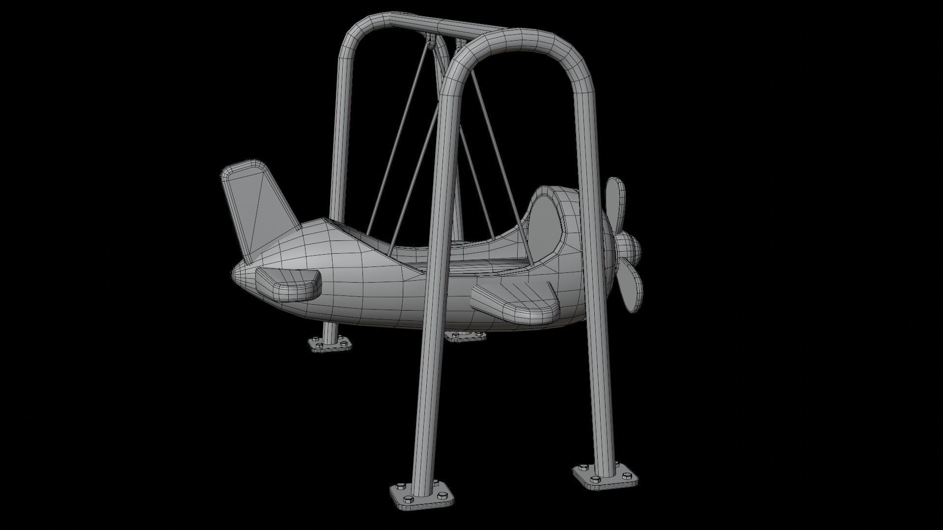Airplane Swing Low-poly 3D model_15
