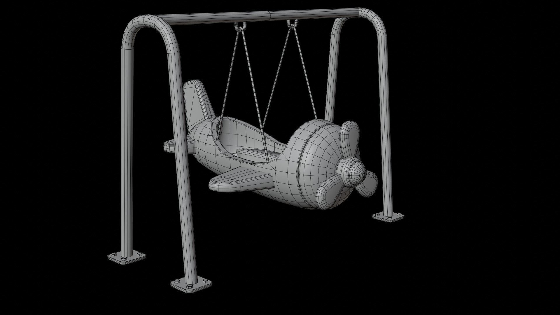 Airplane Swing Low-poly 3D model_16