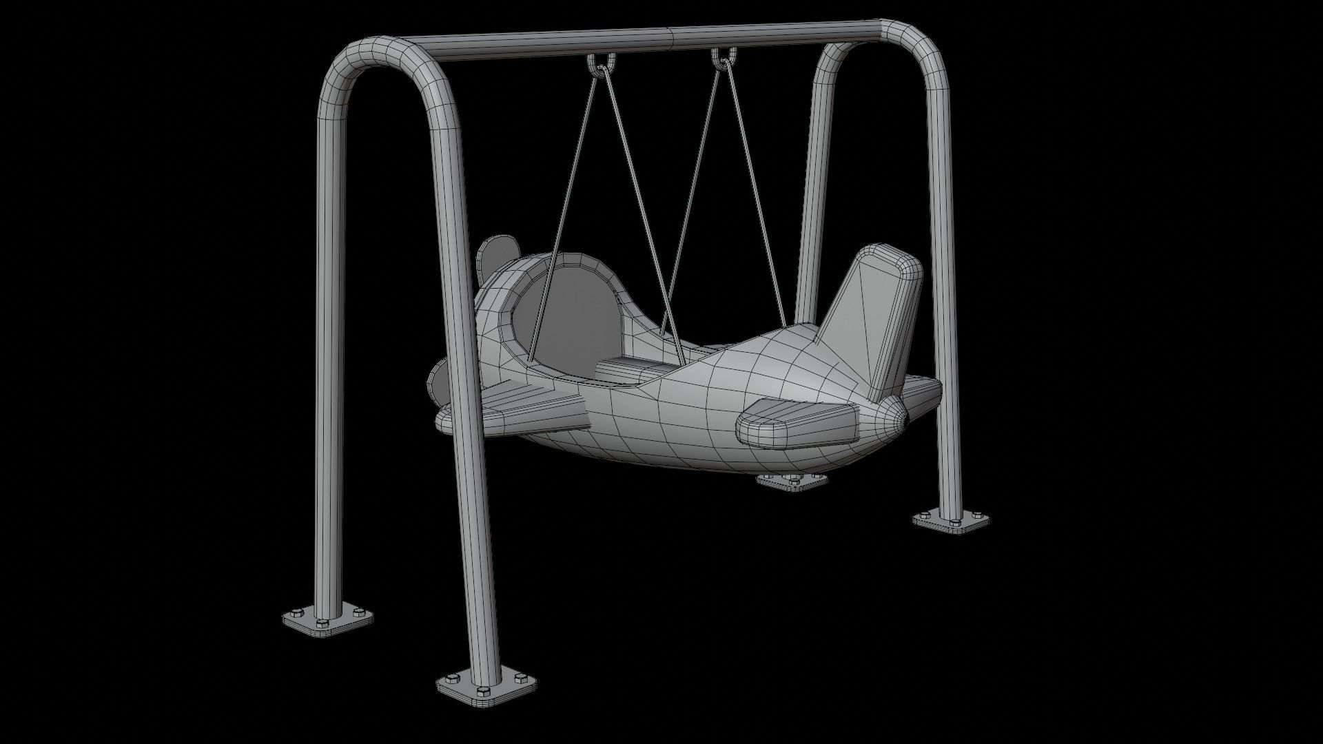 Airplane Swing Low-poly 3D model_14