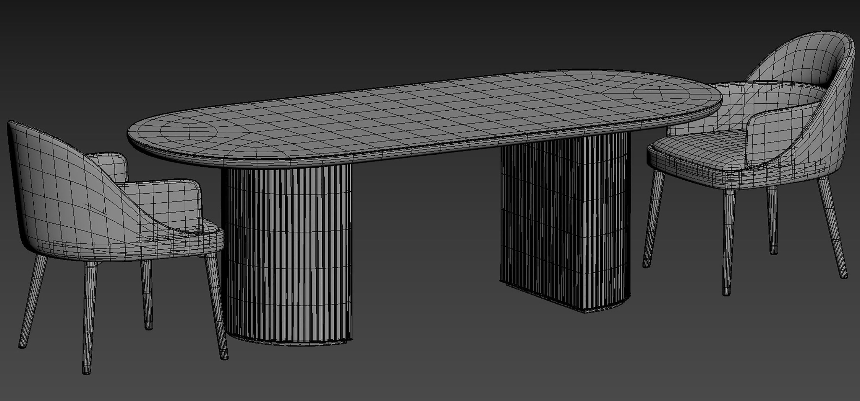 Dining chair set 3D model_6