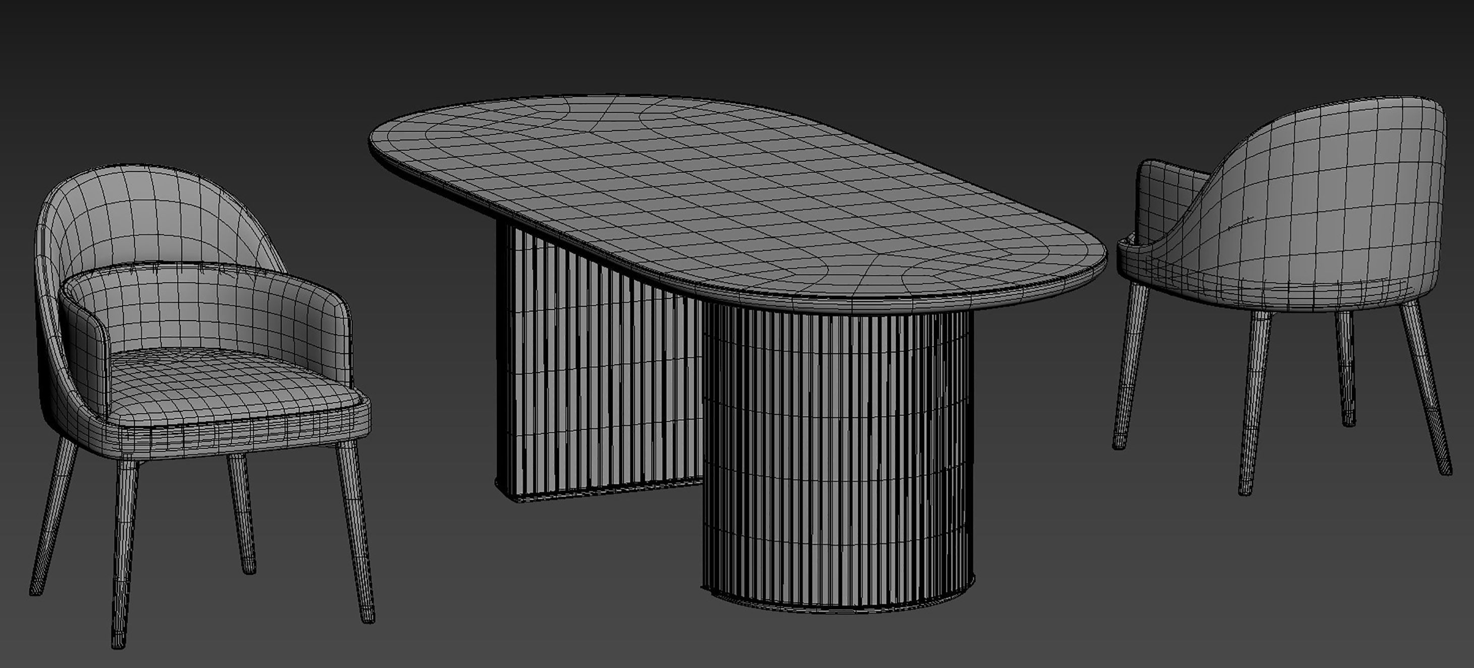 Dining chair set 3D model_7