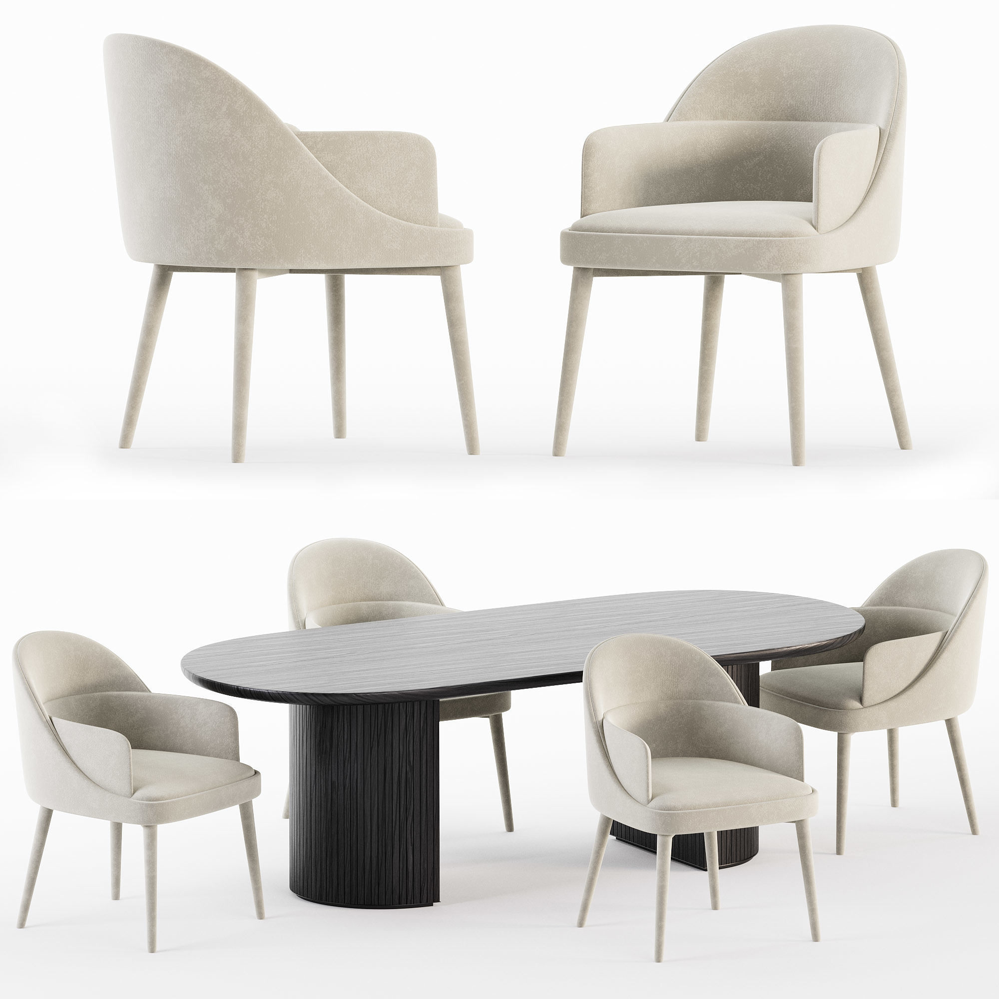 Dining chair set 3D model_1