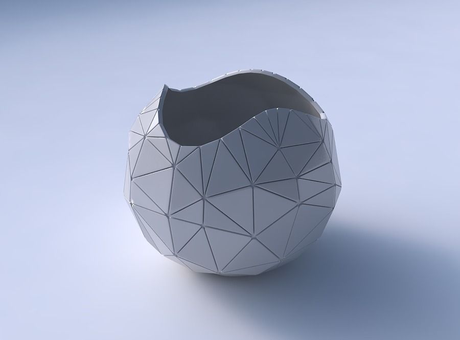 Bowl Spheric wavy with random triangle plates 2 3D print model_3