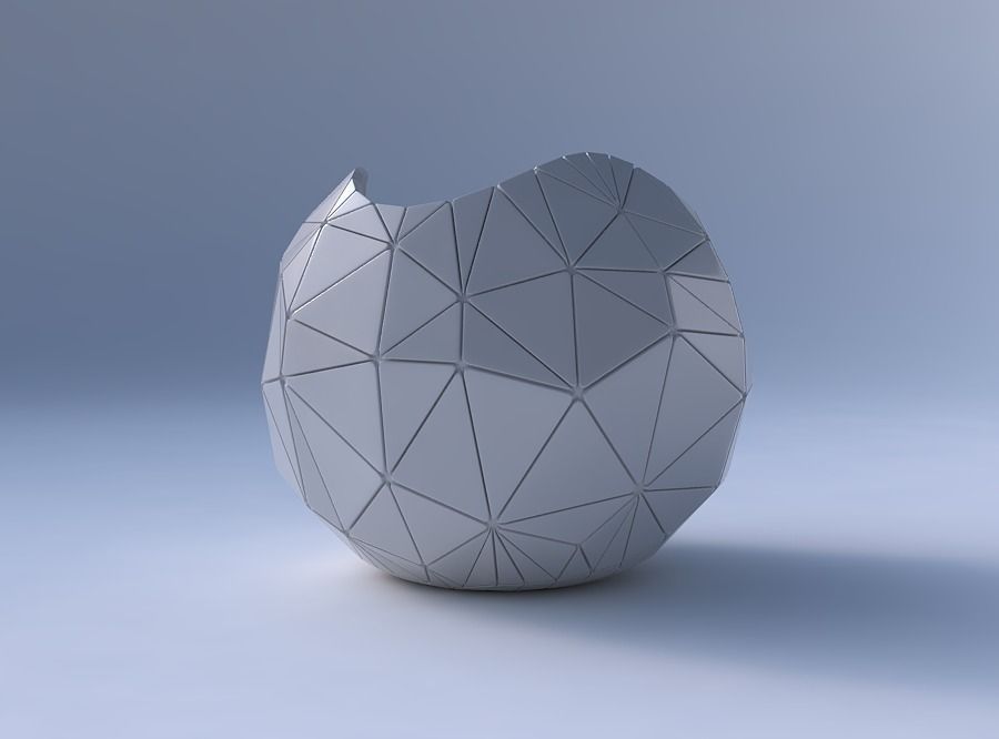 Bowl Spheric wavy with random triangle plates 2 3D print model_4