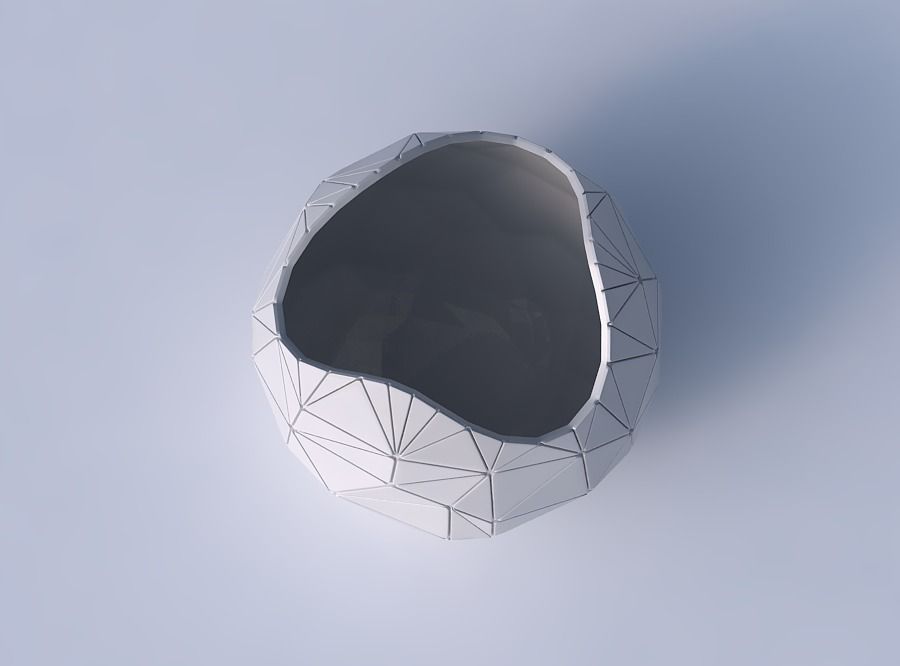 Bowl Spheric wavy with random triangle plates 2 3D print model_2