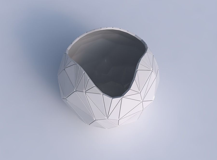 Bowl Spheric wavy with random triangle plates 2 3D print model_1