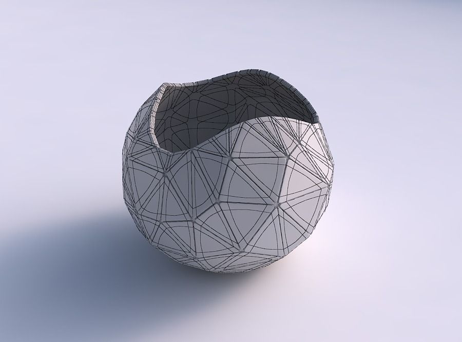 Bowl Spheric wavy with random triangle plates 2 3D print model_5