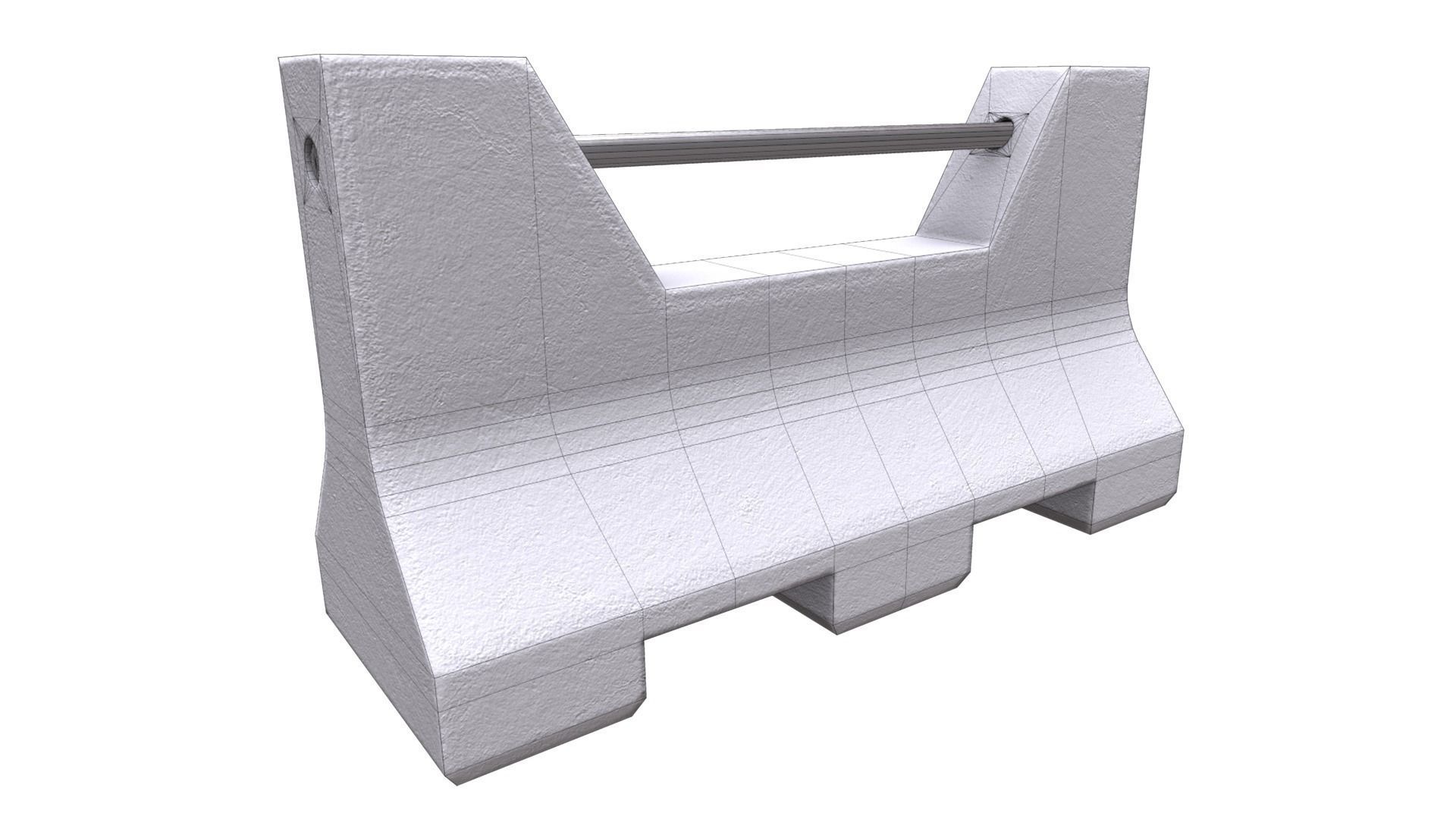 Concrete barricade Low-poly 3D model_5