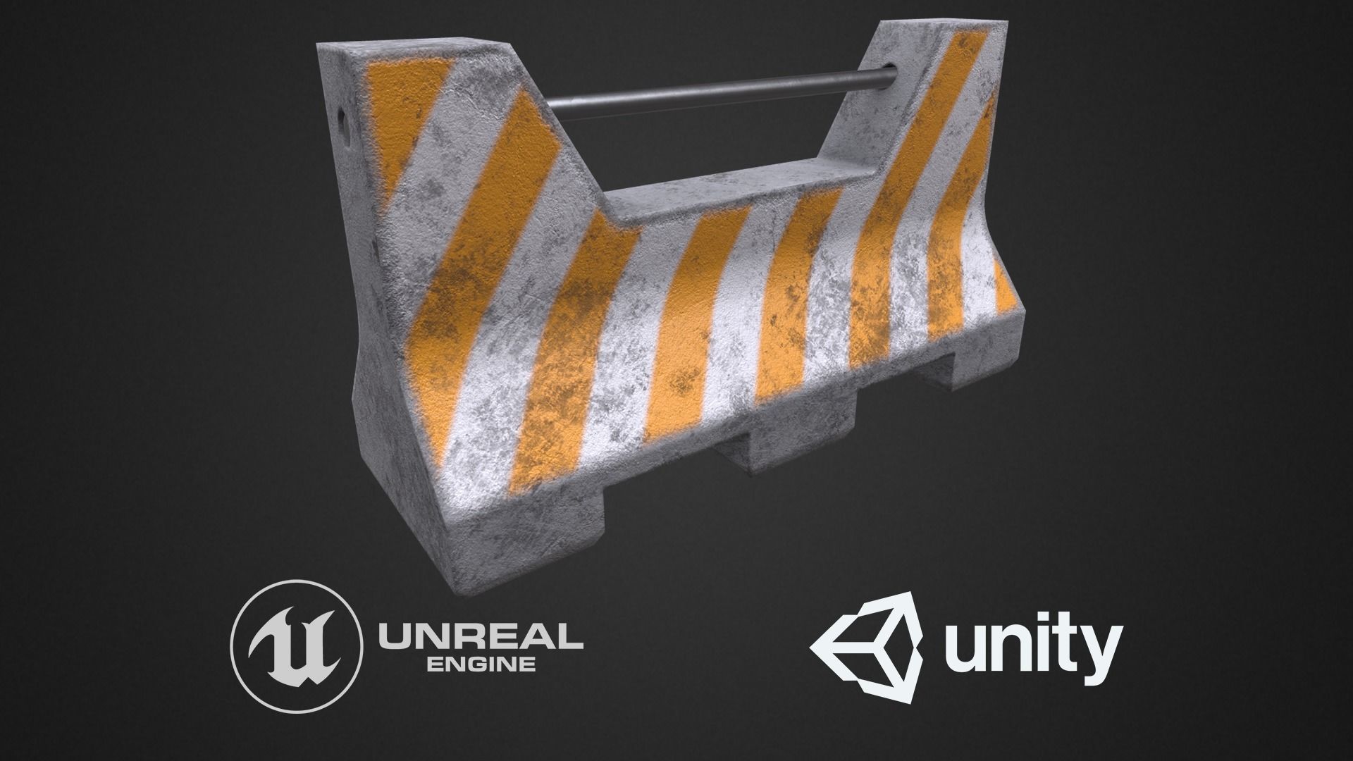 Concrete barricade Low-poly 3D model_2