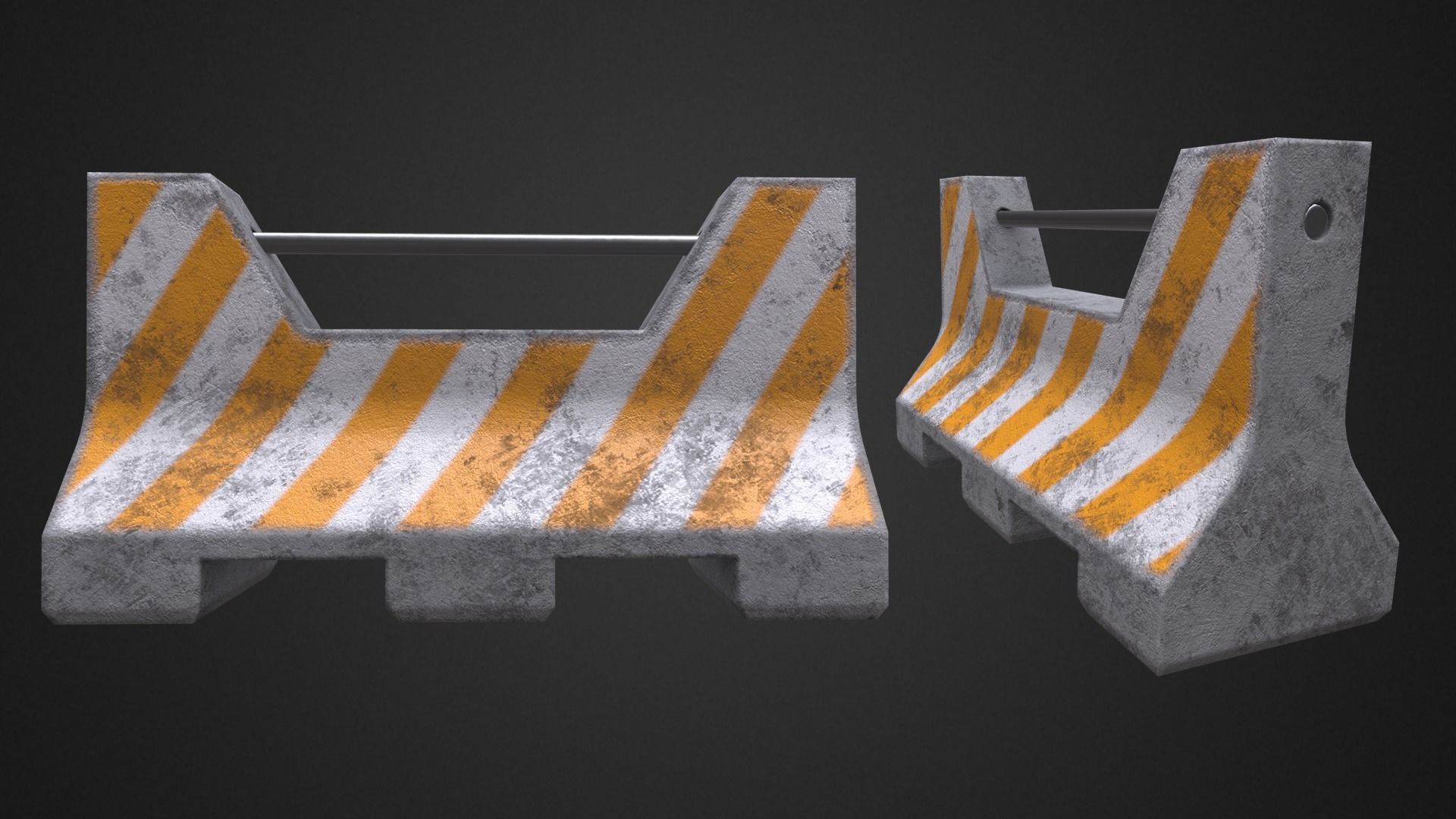 Concrete barricade Low-poly 3D model_3