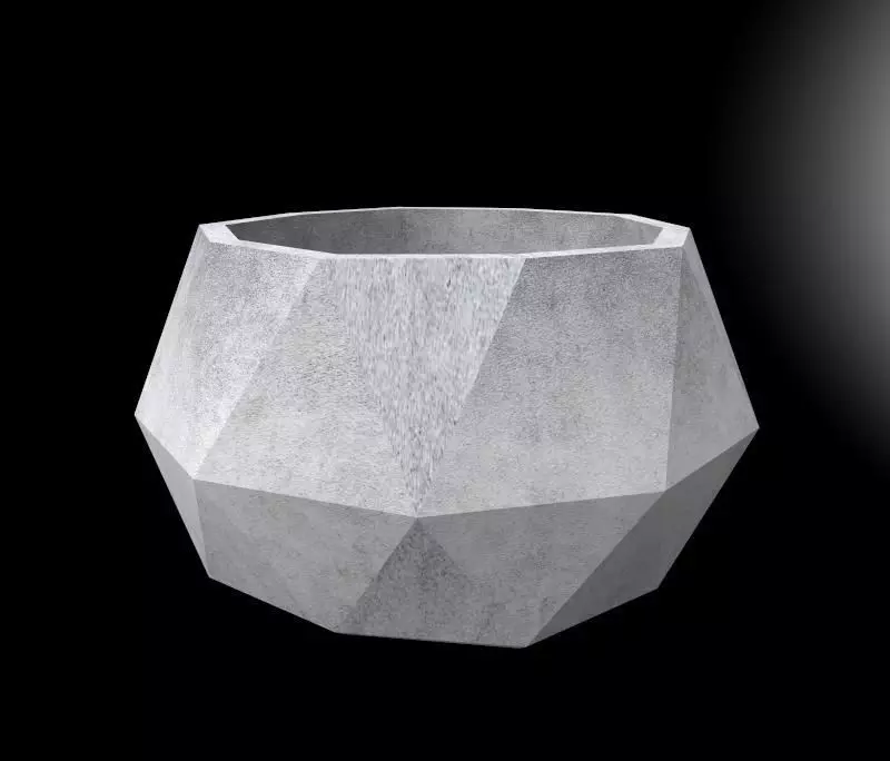 Concrete Planter Low-poly 3D model_0
