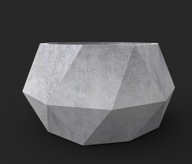 Concrete Planter Low-poly 3D model_1