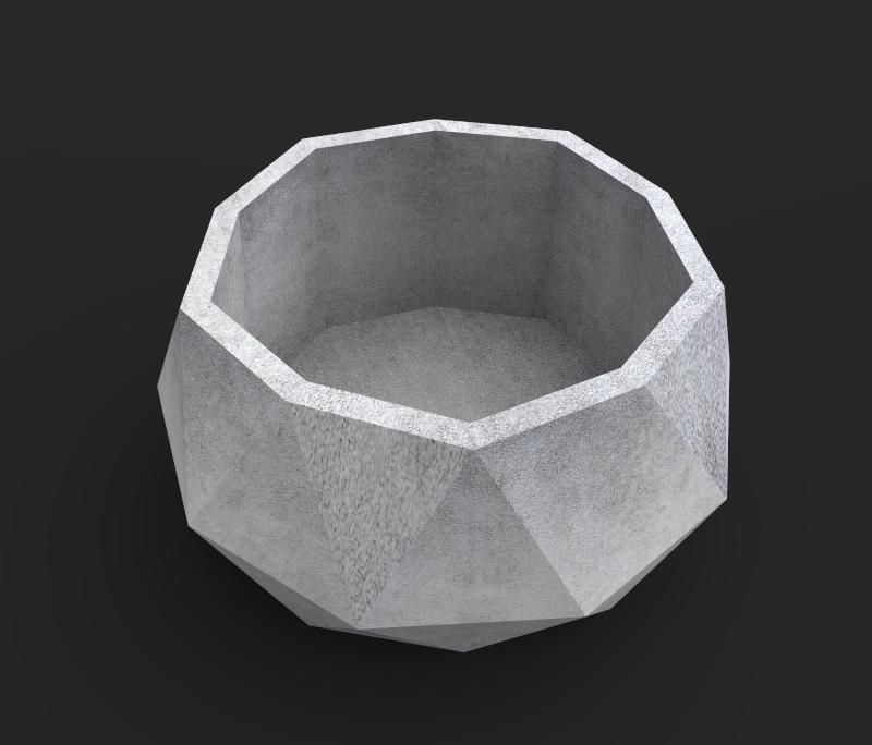 Concrete Planter Low-poly 3D model_2