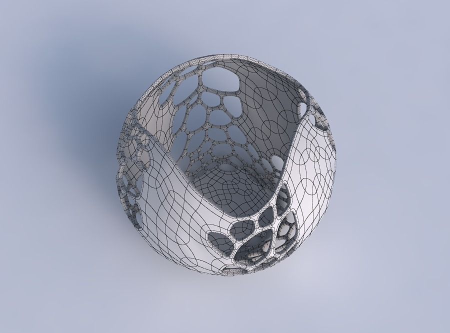 Bowl Spheric wavy with organic lattice and solid centers 3D print model_6