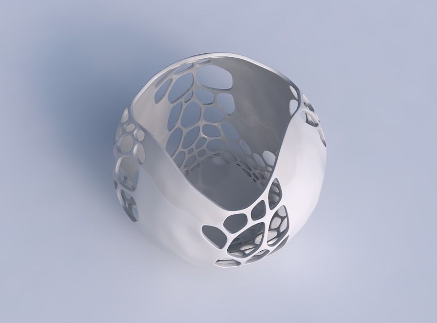 Bowl Spheric wavy with organic lattice and solid centers 3D print model_1