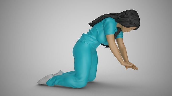 Paramedic 3 woman scrubs 3D print model