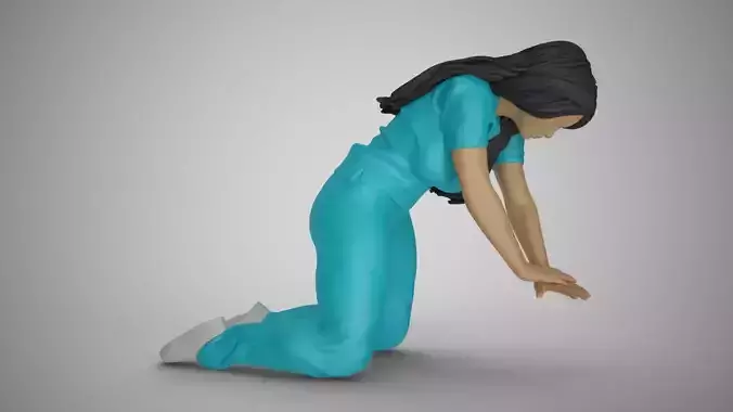 Paramedic 3 woman scrubs 3D print model