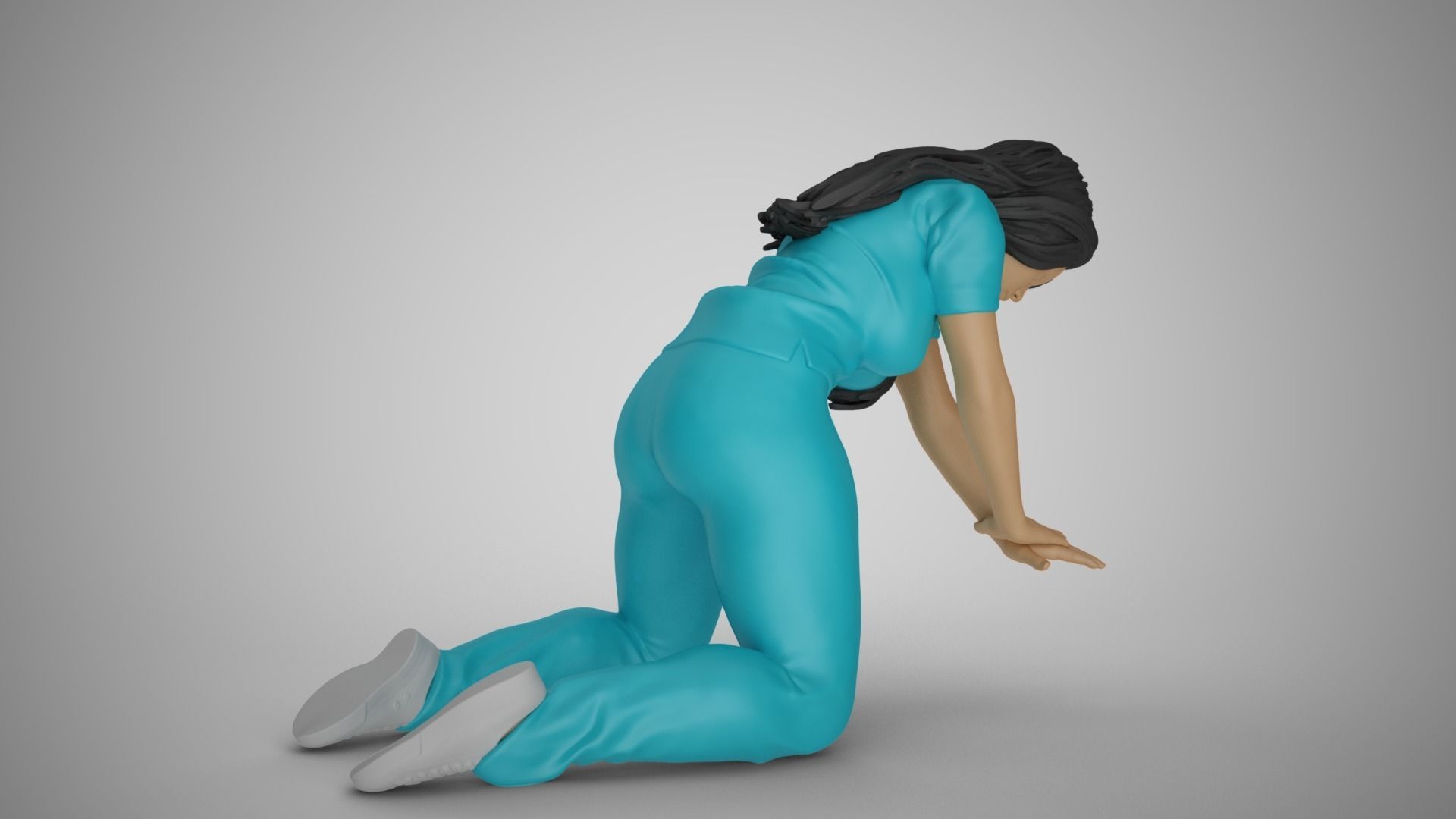 Paramedic 3 woman scrubs 3D print model_4