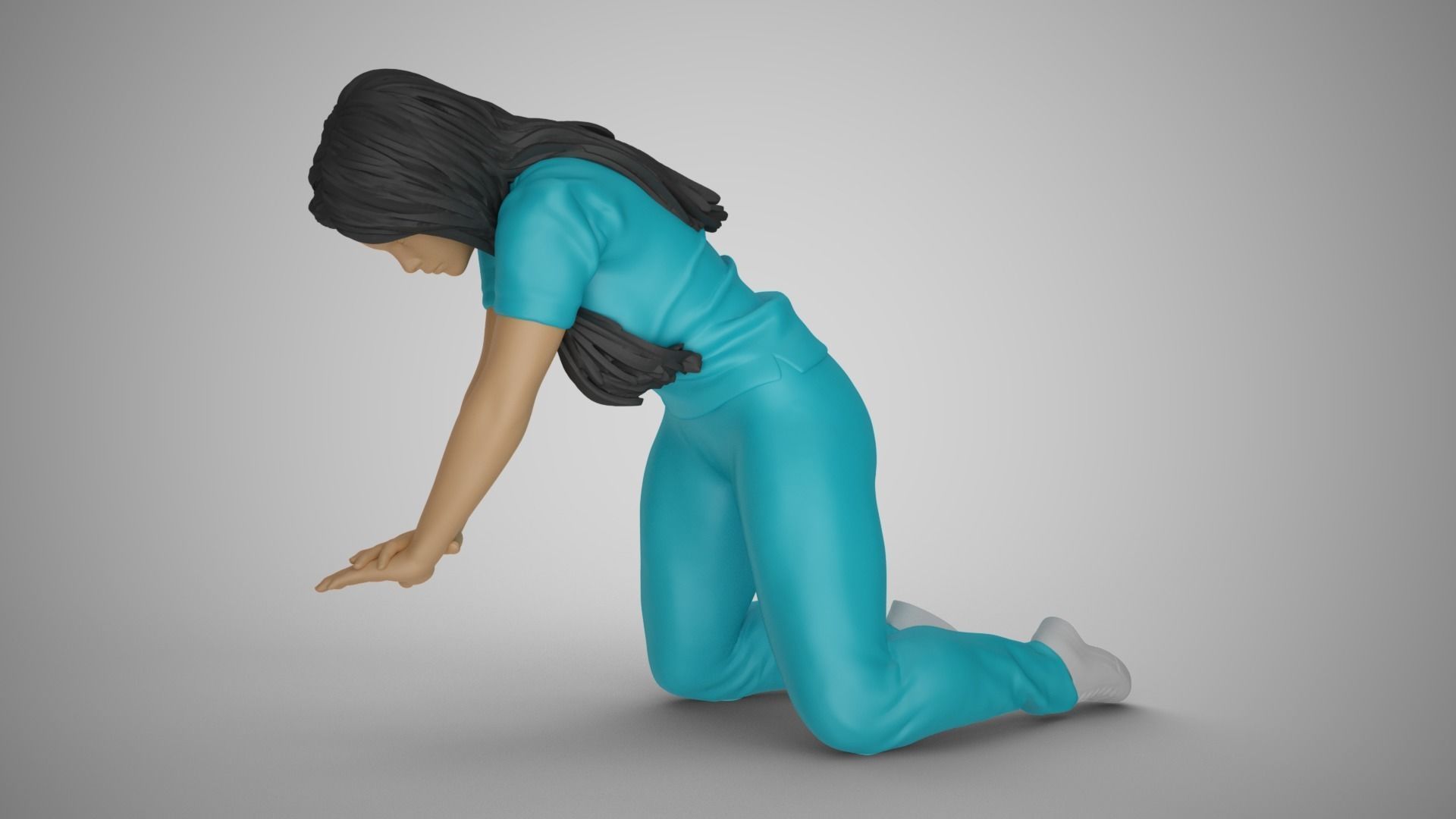 Paramedic 3 woman scrubs 3D print model_6