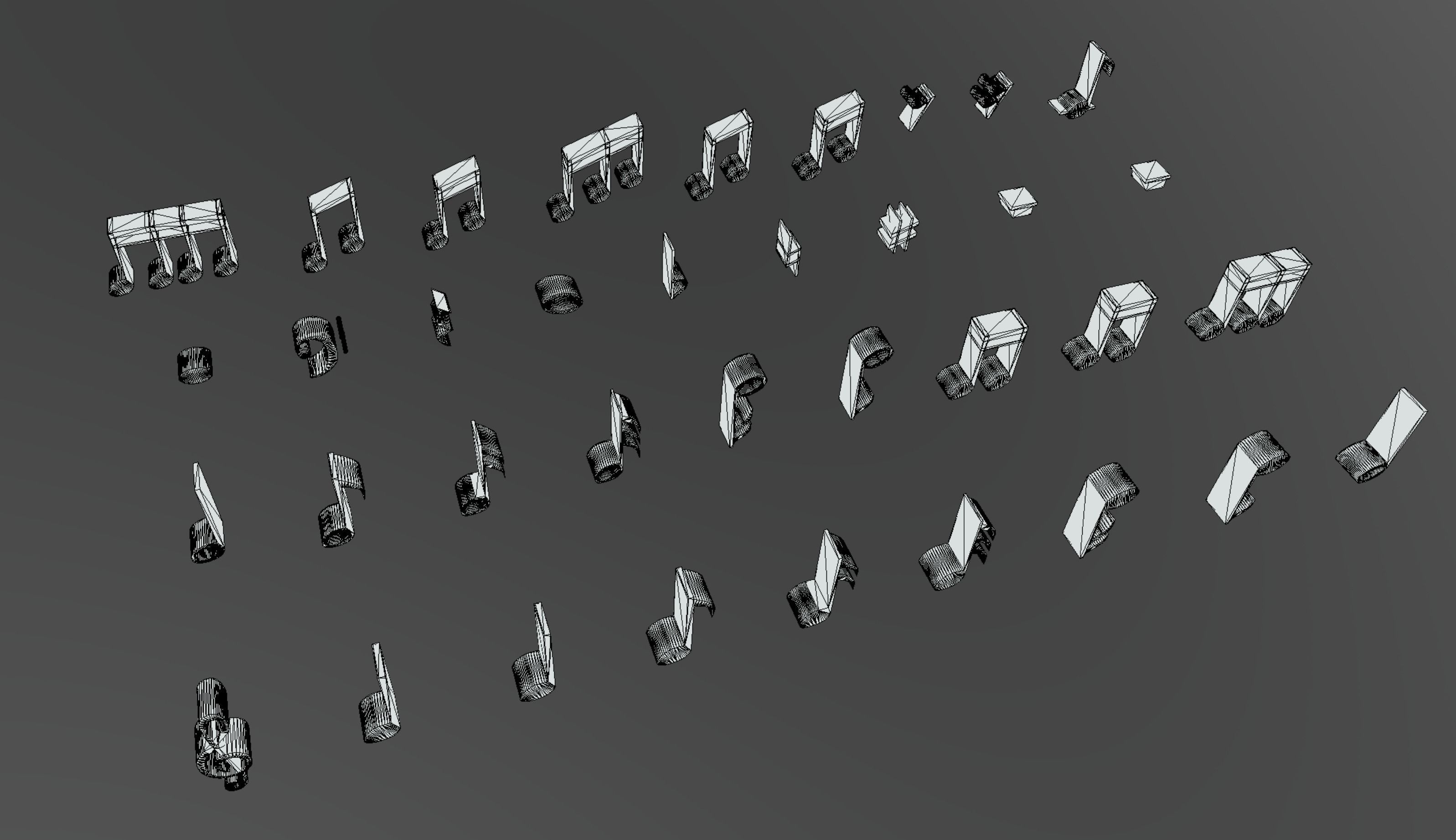 Arrow Note Letter Number Punctuation  Low-poly 3D model_15