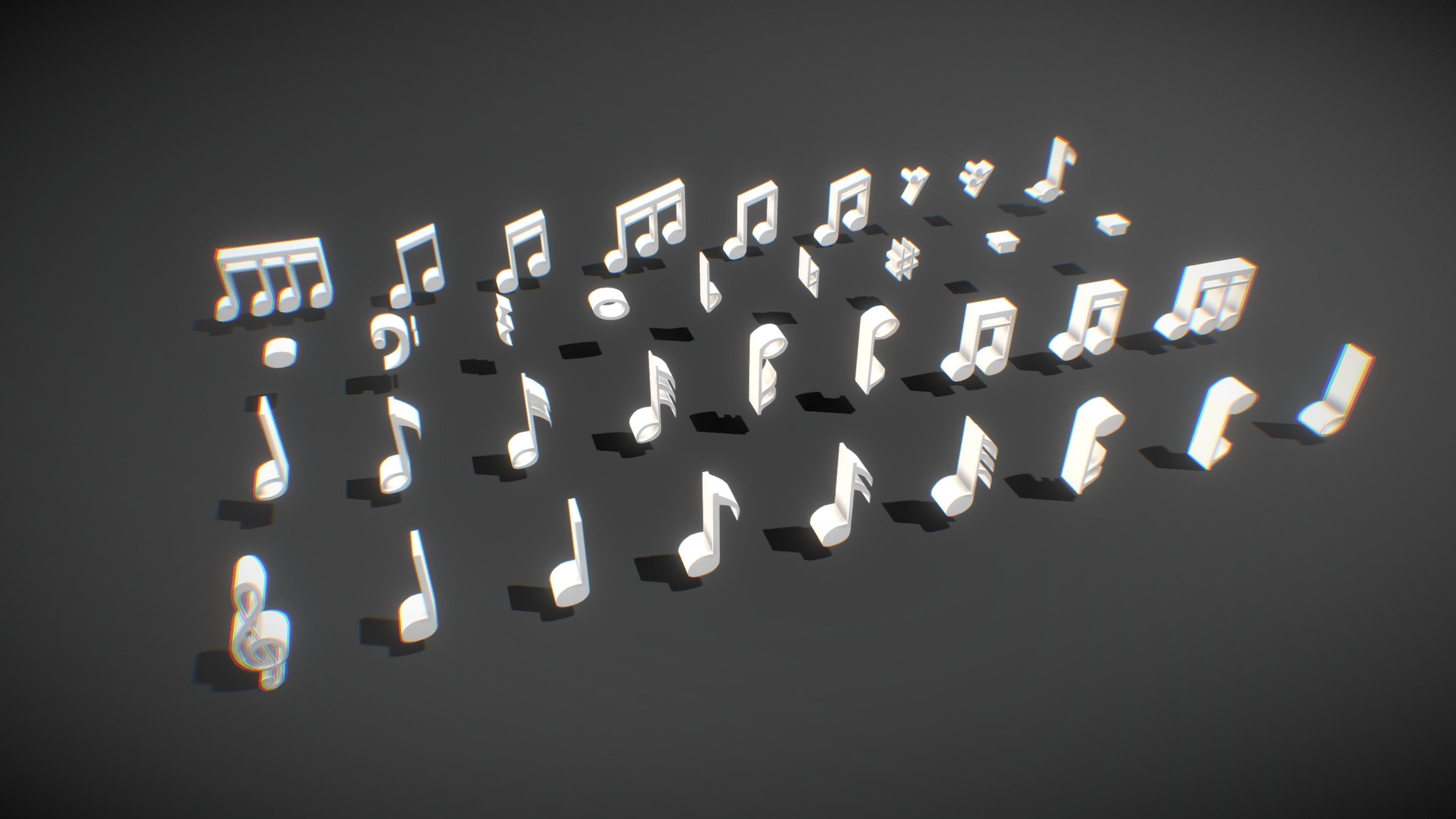 Arrow Note Letter Number Punctuation  Low-poly 3D model_6