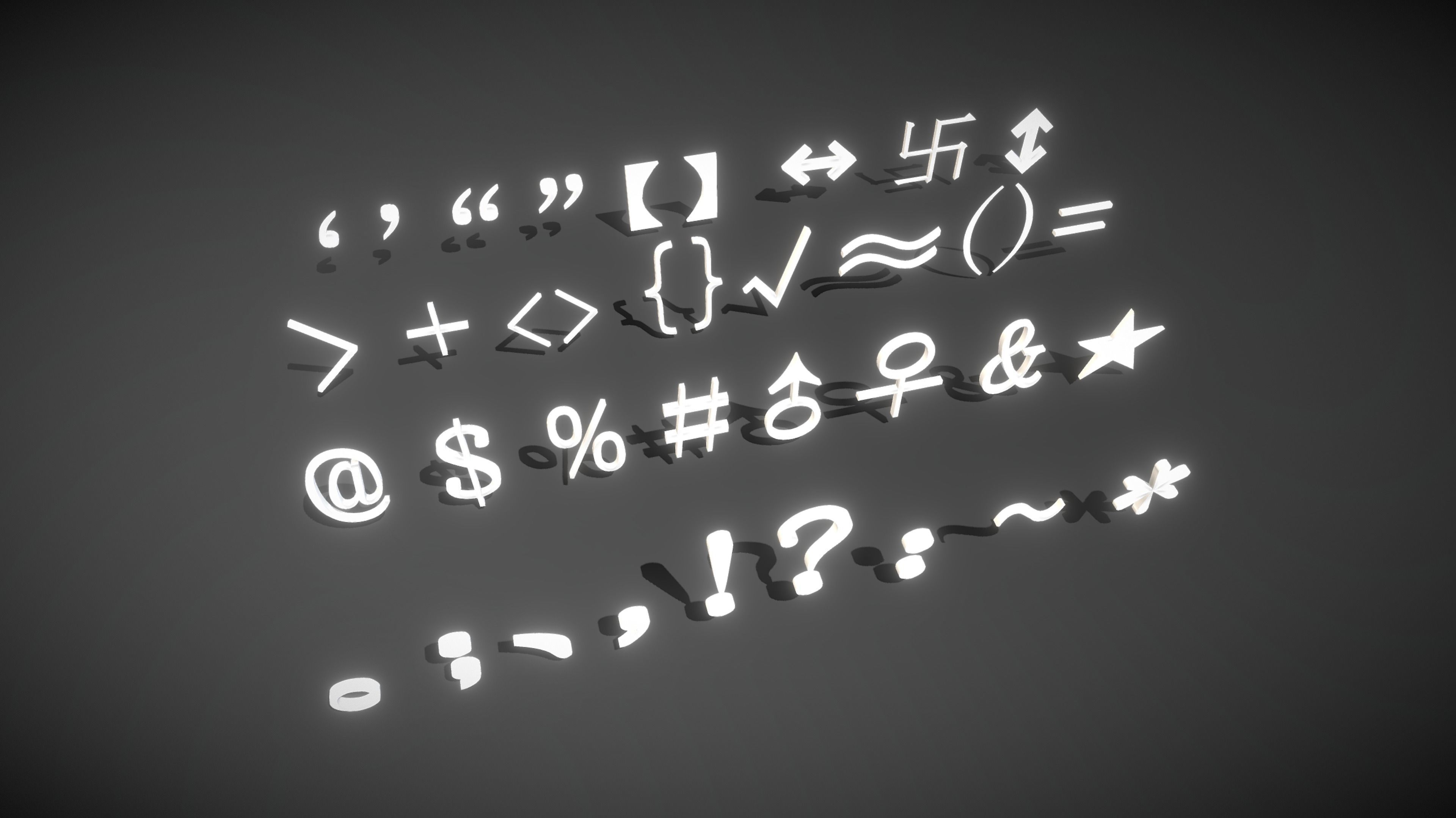 Arrow Note Letter Number Punctuation  Low-poly 3D model_10