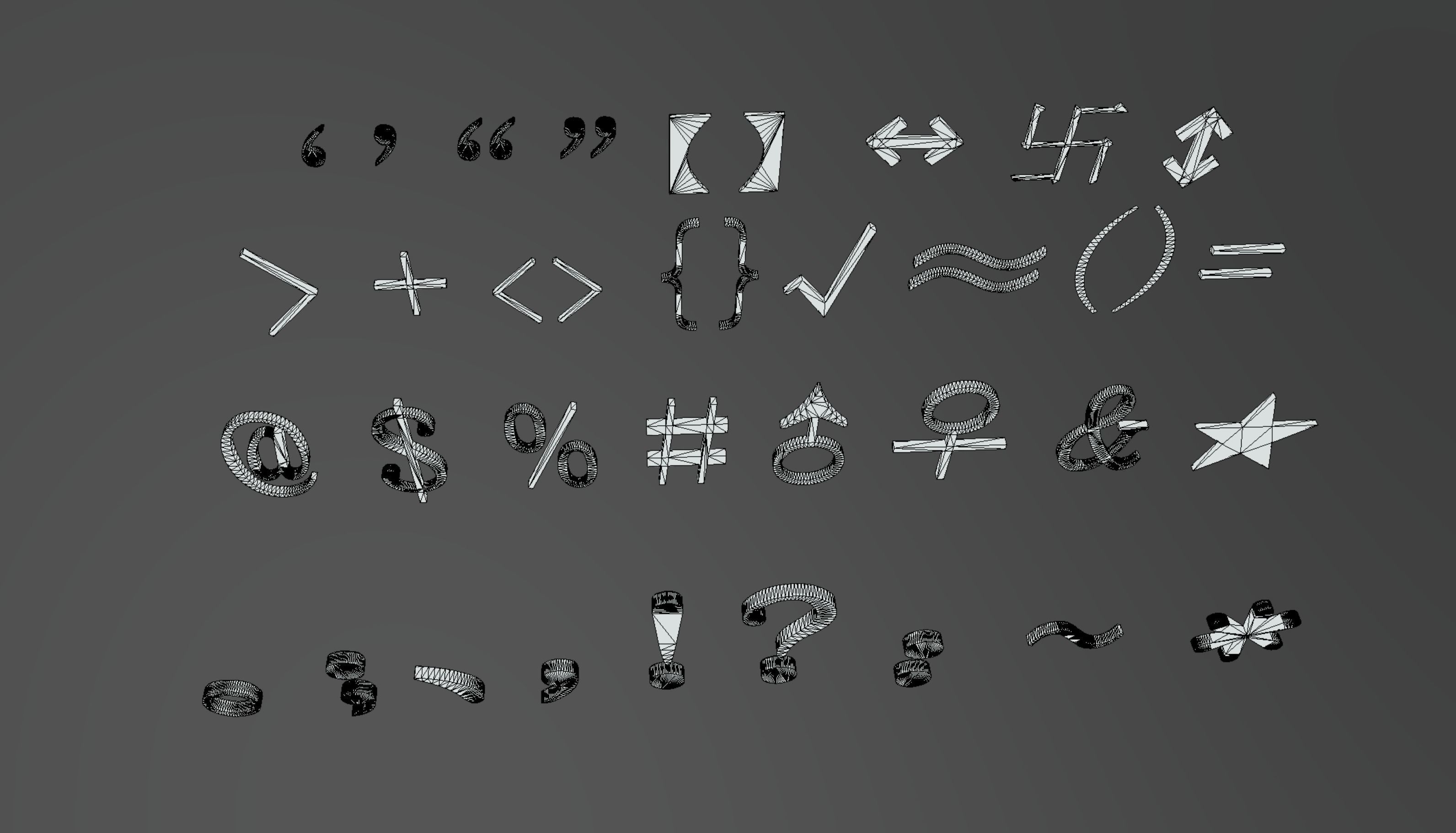 Arrow Note Letter Number Punctuation  Low-poly 3D model_16