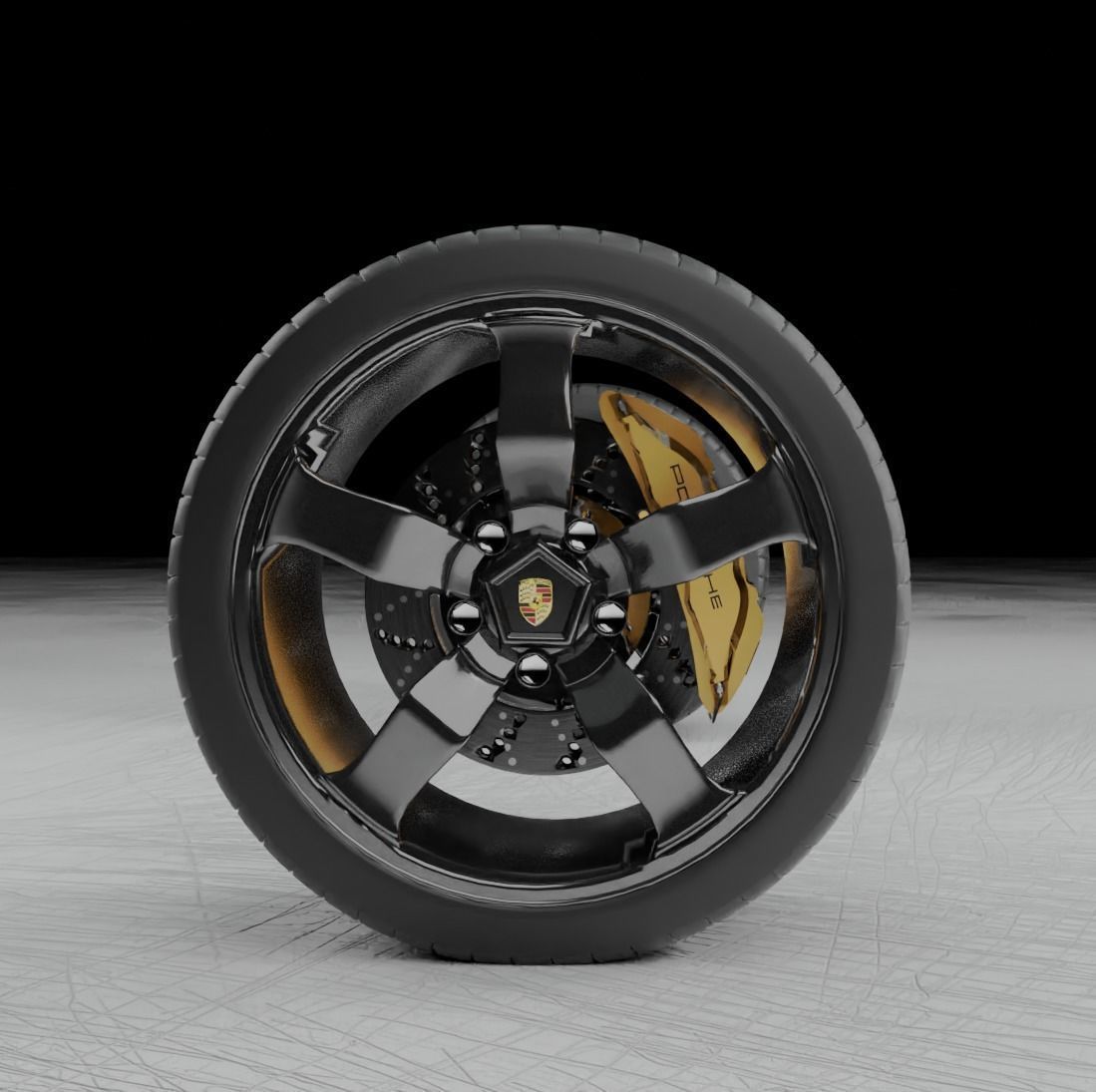 Porsche Carrera Tuned Low-poly 3D model_9