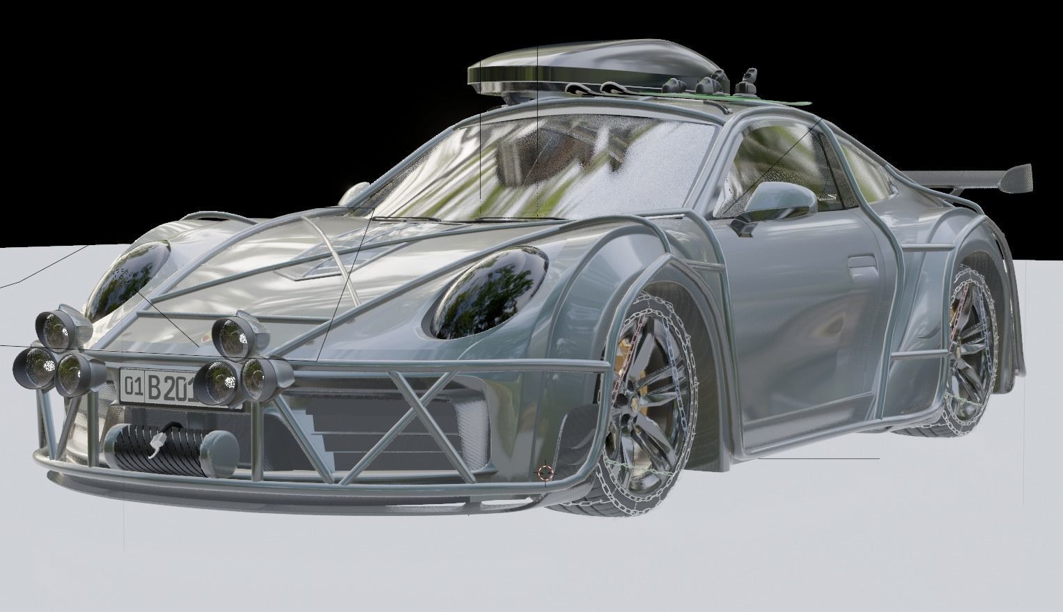 Porsche Carrera Tuned Low-poly 3D model_25