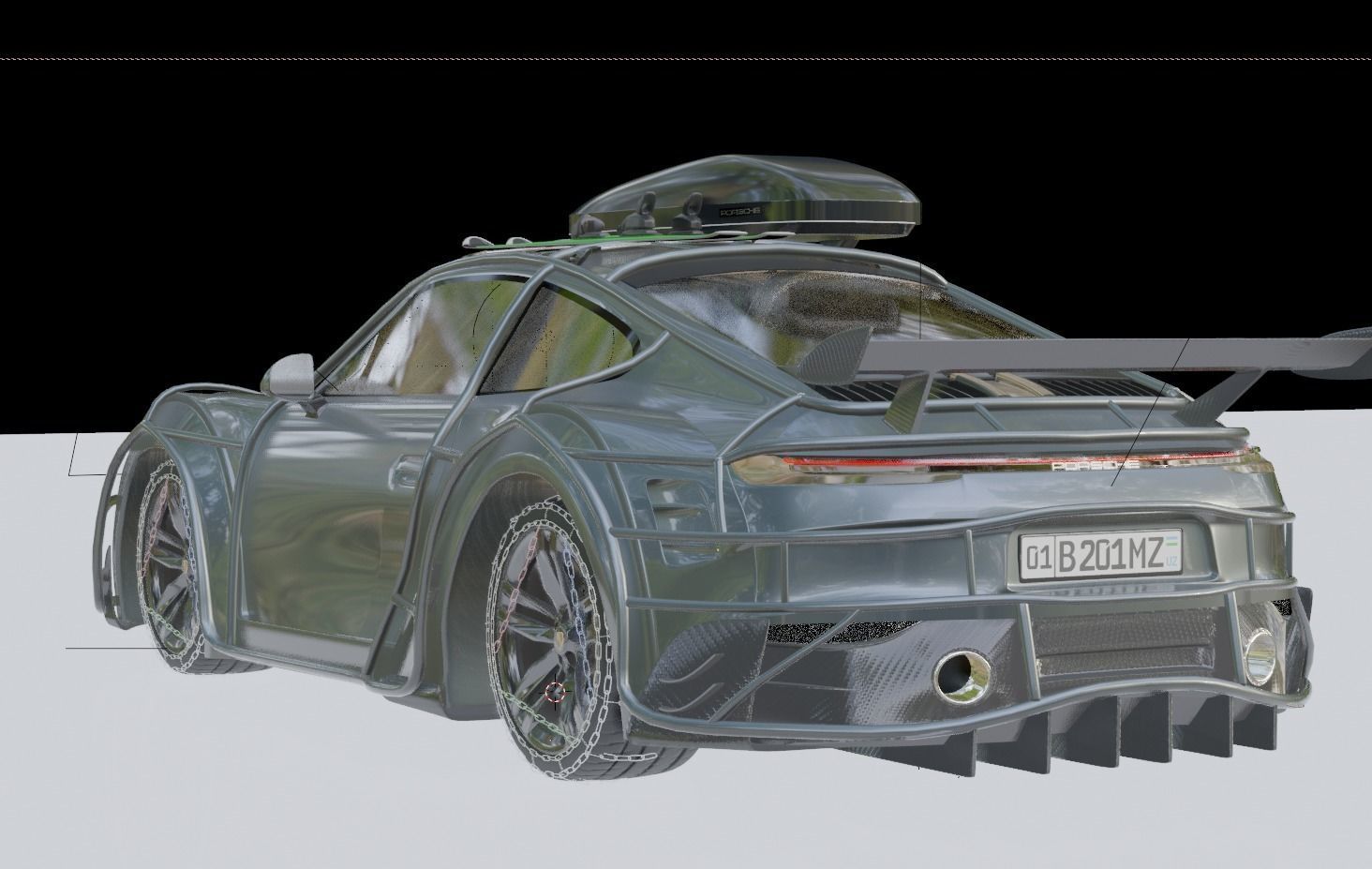 Porsche Carrera Tuned Low-poly 3D model_29