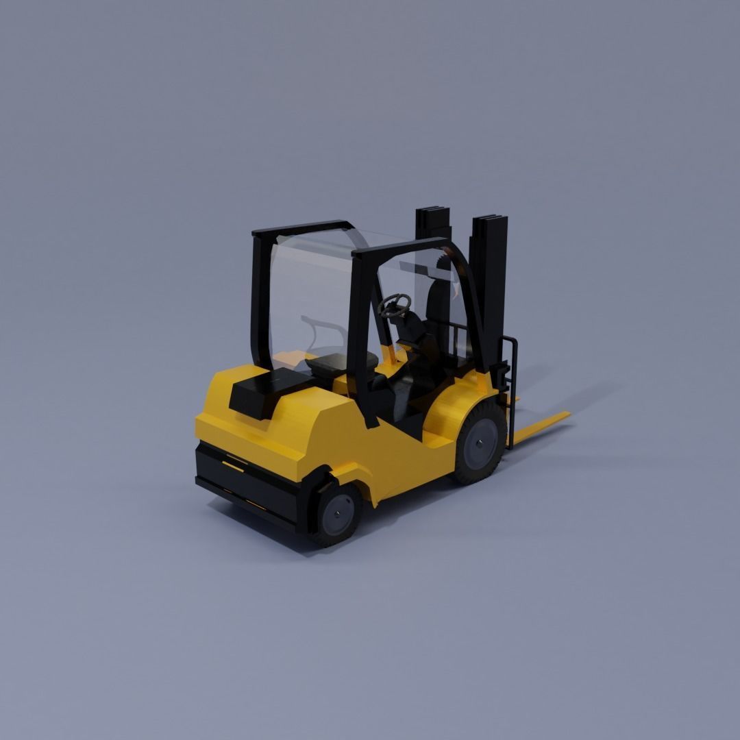 Semi realistic Forklift 3d Model Low-poly 3D model_35