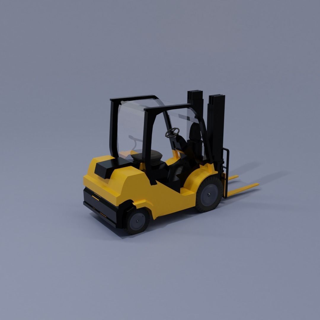 Semi realistic Forklift 3d Model Low-poly 3D model_36
