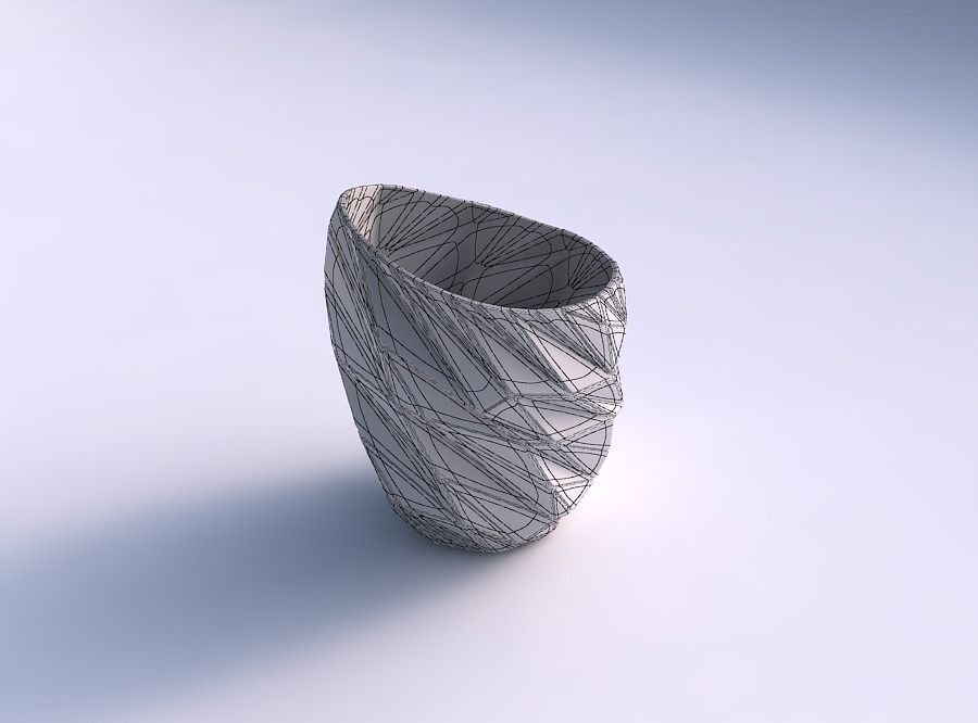 Bowl Spheric Lattice with random triangle plates 2 3D print model_5