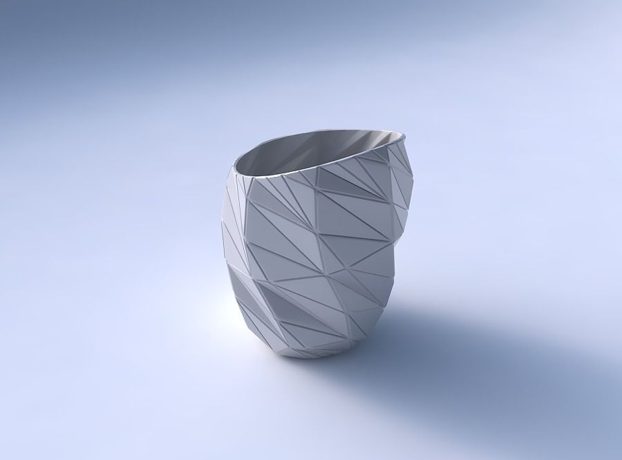 Bowl Spheric Lattice with random triangle plates 2 3D print model_3