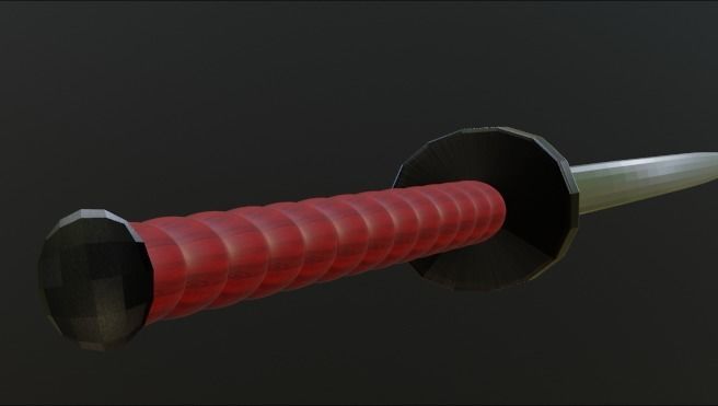 katana samurai sword Low-poly 3D model_1