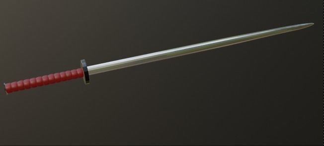 katana samurai sword Low-poly 3D model_3