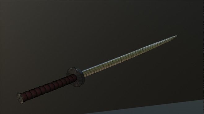 katana samurai sword Low-poly 3D model_2