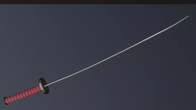 katana samurai sword Low-poly 3D model_0
