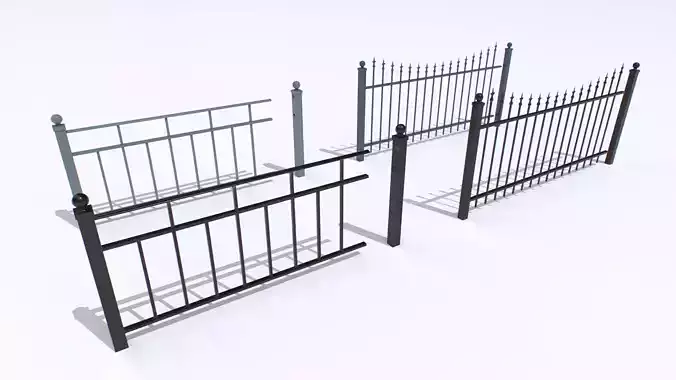 Metal Fences Pack 1 Low-poly 3D model